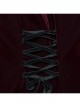 Gorgeous Black Red Velvet Front Center Symmetrical Lace Hand Sewn Button Design Gothic Style Long Sleeved Coat