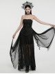 Black Three Dimensional Splicing Chiffon Fabric Front Center Beading With Layered Pleated Tulle Design Gothic Style Sleeveless Dress