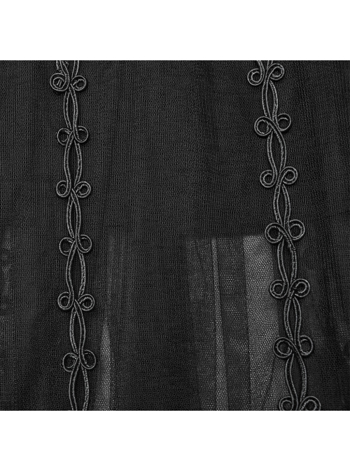 Black Three Dimensional Splicing Chiffon Fabric Front Center Beading With Layered Pleated Tulle Design Gothic Style Sleeveless Dress