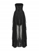 Black Three Dimensional Splicing Chiffon Fabric Front Center Beading With Layered Pleated Tulle Design Gothic Style Sleeveless Dress