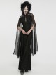 Elegant And Soft Black Stretch Printed Knitted Chiffon Fabric Hollow Chest Drawstring Design Gothic Style Adjustable Fishtail Dress