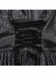 Lightweight And Elegant Black Printed Chiffon Shoulder Applique Adjustable Back Waist Drawstring Gothic Style V Neck Dress