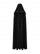 Black Soft Velvet Lace Lining Front Center Vest Lace Design Gothic Style Hooded Lapel Cloak