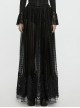 Slightly Transparent Black Three Dimensional Mesh Splicing Mesh Front Center Three Dimensional Floral Pattern Interwoven Gothic Style Skirt