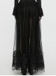 Slightly Transparent Black Three Dimensional Mesh Splicing Mesh Front Center Three Dimensional Floral Pattern Interwoven Gothic Style Skirt