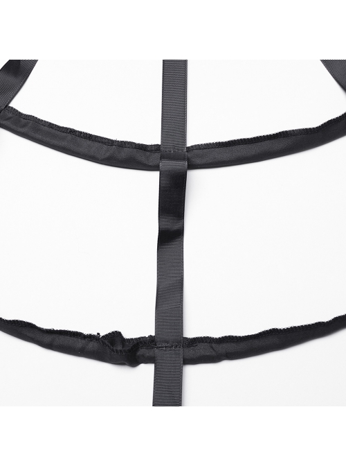 Simple Black Five Rings Of Plastic Side Eyelet Rope Design Gothic Hollow Cage Bustle
