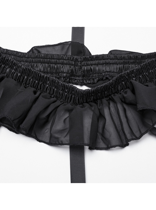 Simple Black Lace Three Circle Fishbone Adjustable Gothic Style Hollow Cage Bustle