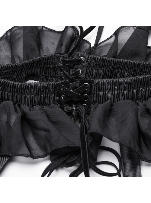 Simple Black Lace Three Circle Fishbone Adjustable Gothic Style Hollow Cage Bustle