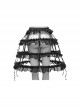 Simple Black Lace Three Circle Fishbone Adjustable Gothic Style Hollow Cage Bustle