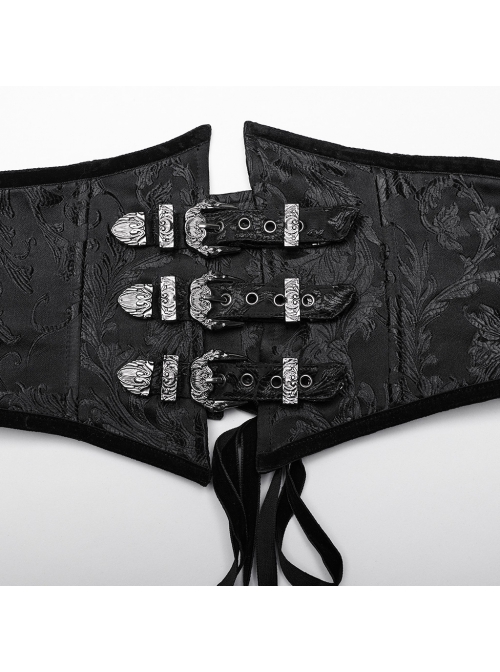 Unique Black Dark Woven Stitching Micro Transparent Mesh Metal Strap In The Front V Shaped Modified Design Gothic Style Removable Corset