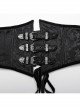 Unique Black Dark Woven Stitching Micro Transparent Mesh Metal Strap In The Front V Shaped Modified Design Gothic Style Removable Corset