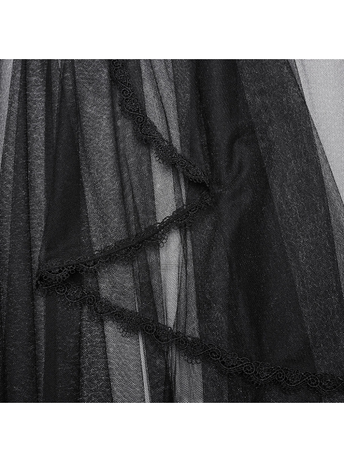 Unique Black Dark Woven Stitching Micro Transparent Mesh Metal Strap In The Front V Shaped Modified Design Gothic Style Removable Corset