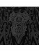 Black Elastic Flocking Pattern Patchwork Micro-Transparent Mesh Front Center Applique Decoration Gothic Style Gorgeous Leggings