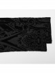 Black Elastic Flocking Pattern Patchwork Micro-Transparent Mesh Front Center Applique Decoration Gothic Style Gorgeous Leggings