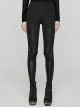 Gorgeous Black Knitted Mesh Exquisite Appliqué Lace In The Front Center Tie String Gothic Style Slim Leggings