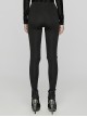Gorgeous Black Knitted Mesh Exquisite Appliqué Lace In The Front Center Tie String Gothic Style Slim Leggings