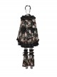 Black Non Stretch Woven With Edogawa Pattern Decoration Gothic Style Sweet Top And Skirt Set