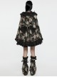 Black Non Stretch Woven With Edogawa Pattern Decoration Gothic Style Sweet Top And Skirt Set