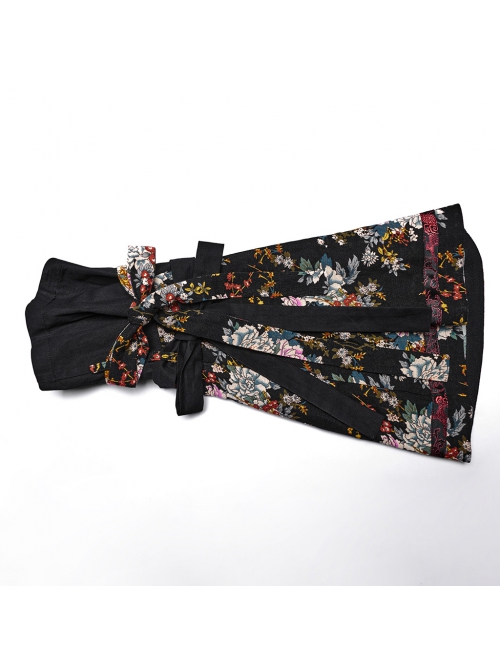 Black Non Stretch Woven With Edogawa Pattern Decoration Gothic Style Sweet Top And Skirt Set
