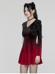 Black And Red Gradient Elastic Velvet Upper Arm Lace With Waist Design Gothic Style Sweet Trumpet Sleeve Dress