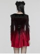 Black And Red Gradient Elastic Velvet Upper Arm Lace With Waist Design Gothic Style Sweet Trumpet Sleeve Dress
