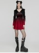 Black And Red Gradient Elastic Velvet Upper Arm Lace With Waist Design Gothic Style Sweet Trumpet Sleeve Dress