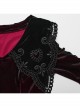 Black And Red Gradient Elastic Velvet Upper Arm Lace With Waist Design Gothic Style Sweet Trumpet Sleeve Dress