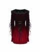 Black And Red Gradient Elastic Velvet Upper Arm Lace With Waist Design Gothic Style Sweet Trumpet Sleeve Dress