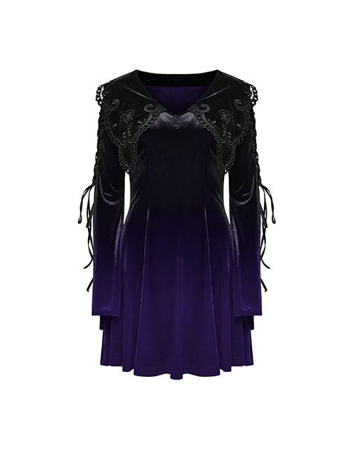 purple velvet goth dress Gothic Purple Velvet High Slit Mermaid Dress
