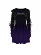 Black And Purple Gradient Elastic Velvet Upper Arm Lace With Waist Design Gothic Style Sweet Trumpet Sleeve Dress