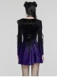 Black And Purple Gradient Elastic Velvet Upper Arm Lace With Waist Design Gothic Style Sweet Trumpet Sleeve Dress