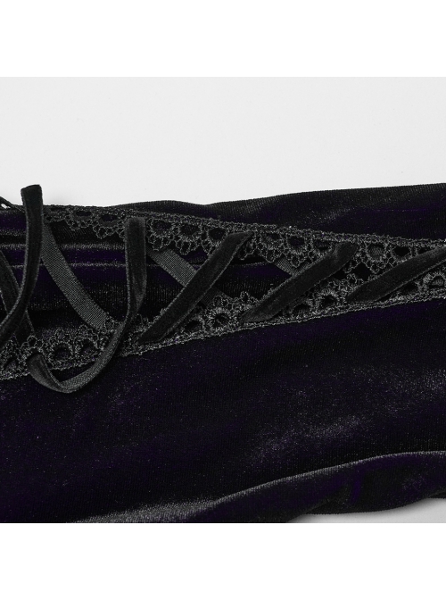 Black And Purple Gradient Elastic Velvet Upper Arm Lace With Waist Design Gothic Style Sweet Trumpet Sleeve Dress