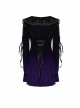 Black And Purple Gradient Elastic Velvet Upper Arm Lace With Waist Design Gothic Style Sweet Trumpet Sleeve Dress