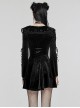 Black Gradient Elastic Velvet Upper Arm Lace With Waist Design Gothic Style Sweet Trumpet Sleeve Dress