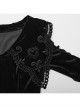 Black Gradient Elastic Velvet Upper Arm Lace With Waist Design Gothic Style Sweet Trumpet Sleeve Dress