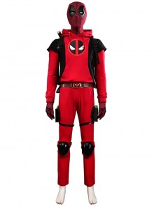 Movie Deadpool & Wolverine Deadpool Teenager Hoodie Halloween Cosplay Costume Set Without Shoes