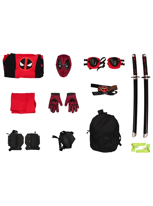 Movie Deadpool & Wolverine Deadpool Teenager Hoodie Halloween Cosplay Costume Set Without Shoes