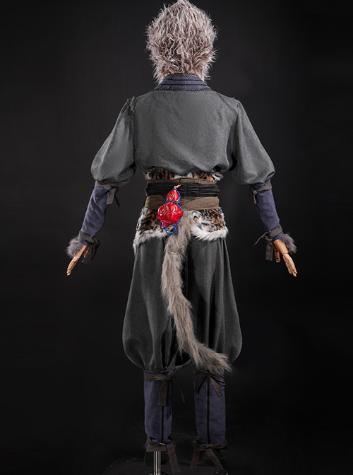Game Black Myth Wukong Wukong Tiger Hide Loincloth Skirt Halloween Cosplay Costume Full Set