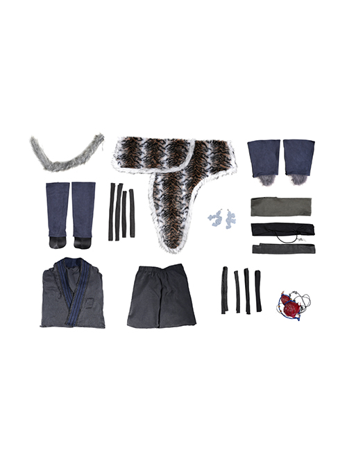Game Black Myth Wukong Wukong Tiger Hide Loincloth Skirt Halloween Cosplay Costume Full Set