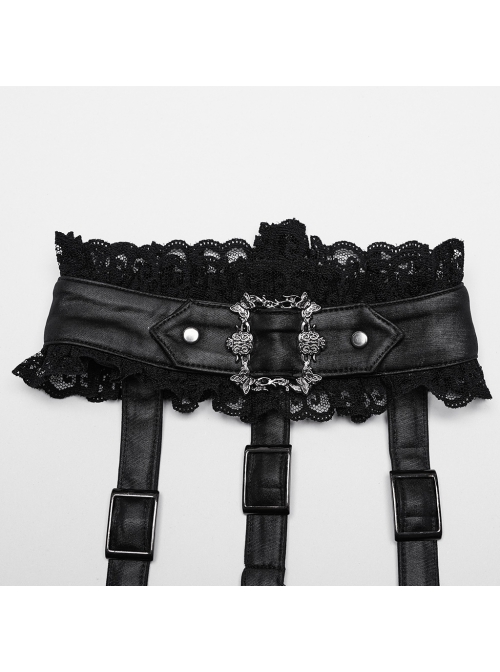 Cute And Sweet Black Lace Stitching Layered Cake Mesh Fabric Front Chest Detachable Halter Strap Design Punk Style Sleeve Dress