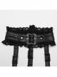 Cute And Sweet Black Lace Stitching Layered Cake Mesh Fabric Front Chest Detachable Halter Strap Design Punk Style Sleeve Dress