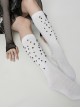 Personalized White Combed Cotton With Plastic Rivet Decorated Punk Style High Socks