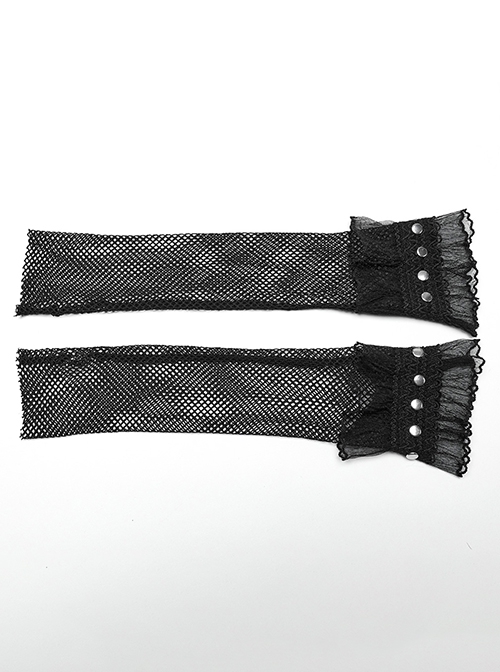 Black And Pink Short Plush Lanyard Mesh Rivet Sleeves Punk Style Cat Claw Gloves