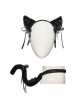 Black And Pink Short Plush With Metal Eyelets Rivet Bow Decoration Punk Style Cute Headband Cat Tail Suit