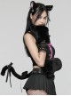 Black And Pink Short Plush With Metal Eyelets Rivet Bow Decoration Punk Style Cute Headband Cat Tail Suit