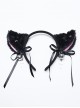 Black And Pink Short Plush With Metal Eyelets Rivet Bow Decoration Punk Style Cute Headband Cat Tail Suit