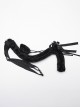Black And Pink Short Plush With Metal Eyelets Rivet Bow Decoration Punk Style Cute Headband Cat Tail Suit