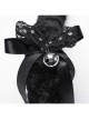 Black And Pink Short Plush With Metal Eyelets Rivet Bow Decoration Punk Style Cute Headband Cat Tail Suit