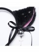 Black And Pink Short Plush With Metal Eyelets Rivet Bow Decoration Punk Style Cute Headband Cat Tail Suit