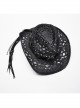 Wild Retro Black Hollow Raffia Woven Front Center Spikes With Ring Decoration Punk Cowboy Hat